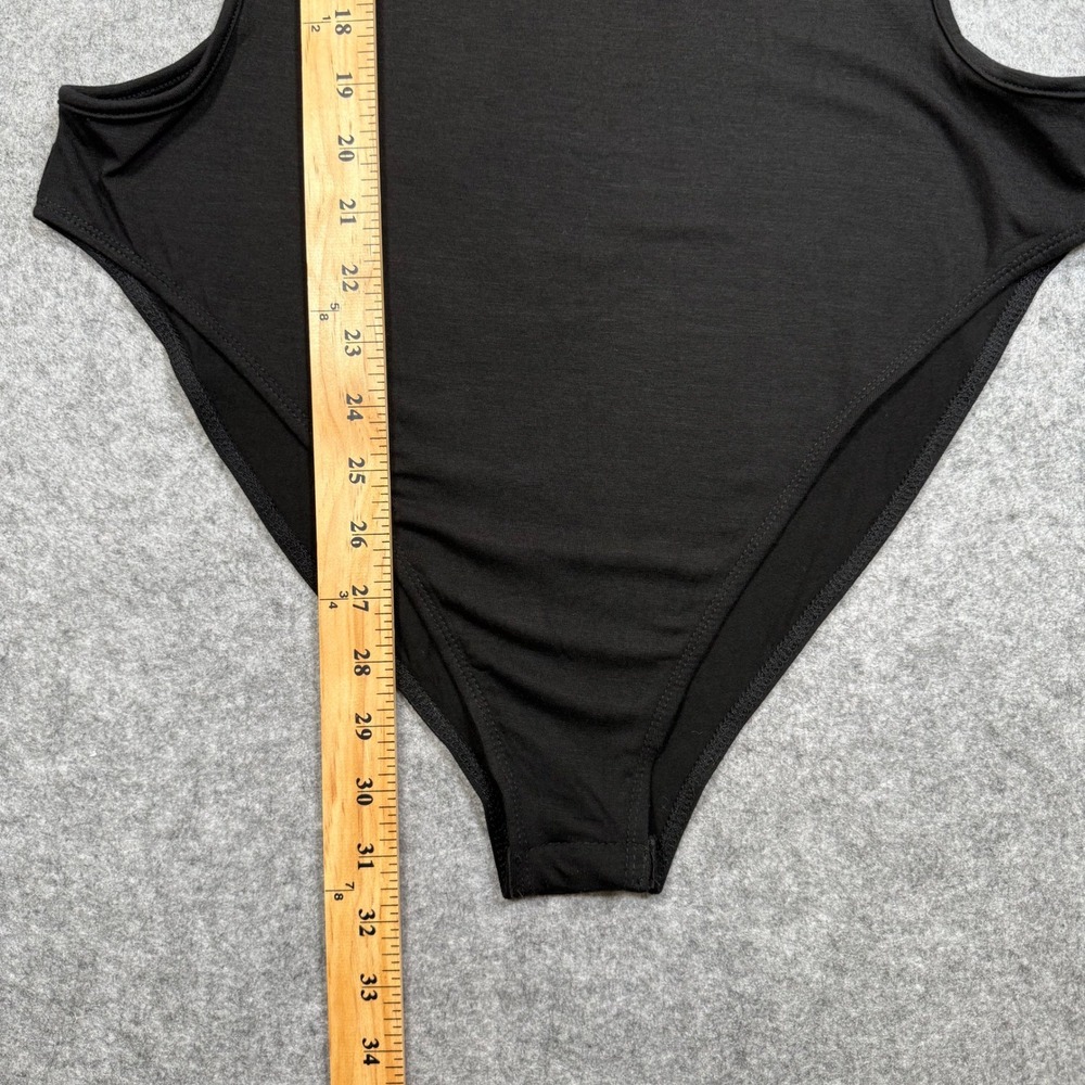 Black Cutout Sleeveless Bodice Crew Neck High Cut Bodysuit XL - Picture 8 of 9